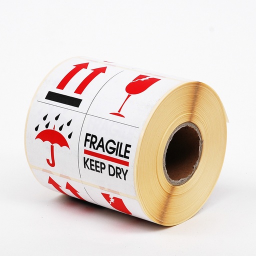 [ETI-20100020] Zelfklevend etiket (fragile/keep dry) 10x10cm (500)