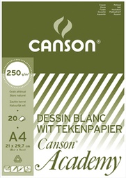 [TIM-0004085] Tekenblok Canson academy 21x29,7cm 250gr wit 20 vel