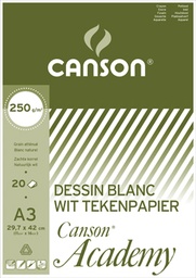 [TIM-0004087] Tekenblok Canson academy 29,7x42cm 250gr wit 20 vel