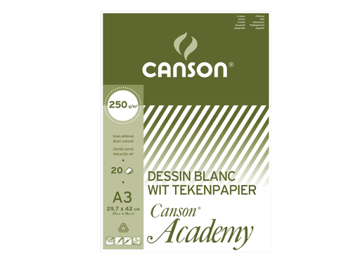 [TIM-0004087] Tekenblok Canson academy 29,7x42cm 250gr wit 20vel