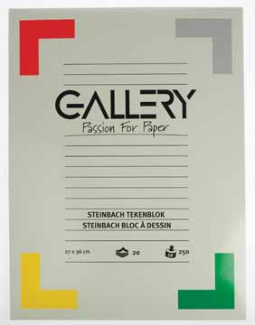 [TIM-01340] Tekenblok Gallery steinbach 27x36cm 250gr wit 20vel