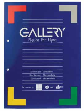 [TIM-01533] Cursusblok Gallery A4 80gr geruit