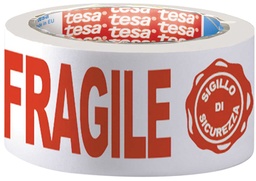 [TIM-07024] Verpakkingstape Tesa 'Fragile' 50mm x 66m wit/rood