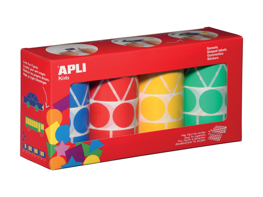 [TIM-10753] Etiketten Apli kids cirkel, driehoek, vierkant, rechthoek assorti BRGG(4x4)
