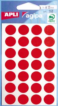 [TIM-11902R] Etiketten Apli Ø 15mm rood (168)