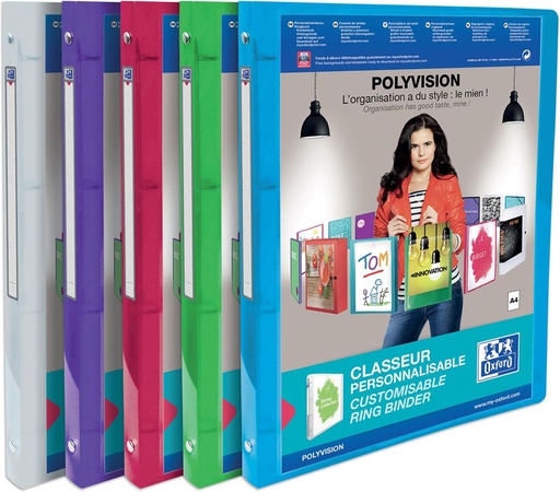 [TIM-1202273] Panorama ringmap Oxford Polyvision PP A4 4 O-ringen 15mm rug 20mm assorti