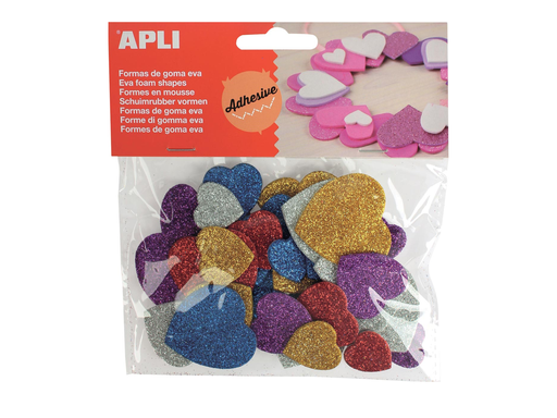 [TIM-13484] Schuimrubberfiguren Apli kids zelfklevend hart assorti glitter (50)