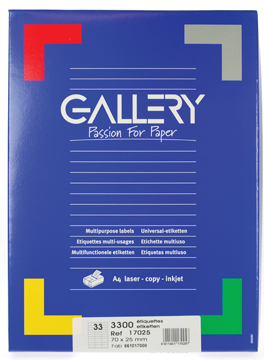 [TIM-17025] Etiketten Gallery 33 etik/bl 70x25mm (100)