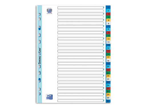 [TIM-1753120] Tabbladen Elba PP A4 1-31 11-gaats assorti