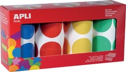 [TIM-17634] Stickers Apli Kids op rol XL cirkels Ø45mm 4 rollen in 4 veschillende kleuren