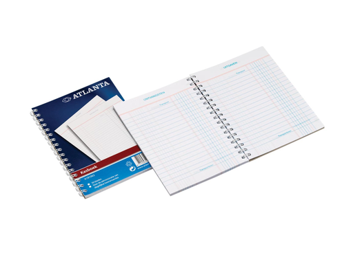 [TIM-181062] Kasboek Atlanta 10,5x14,8cm A6 blauw/rood 100blz