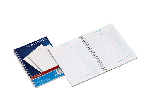 [TIM-181072] Kasboek Atlanta 14,8x21cm A5 blauw/rood 100blz