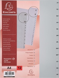 [TIM-18120E] Tabbladen Exacompta PP A4 jan-dec 11-gaats grijs