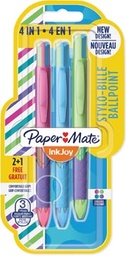 [TIM-1985633] Balpen Paper Mate Inkjoy Quatro 4-kleuren medium 1,0mm assorti fashion blister 2+1 gratis