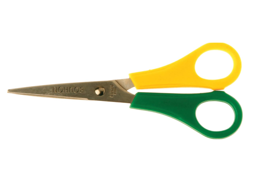 [TIM-20018] Schaar Bouhon inox 14cm voor linkshandigen geel/groen
