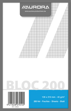 [TIM-208Q5] Kladblok Aurora A5 13,5x21cm geruit 200vel