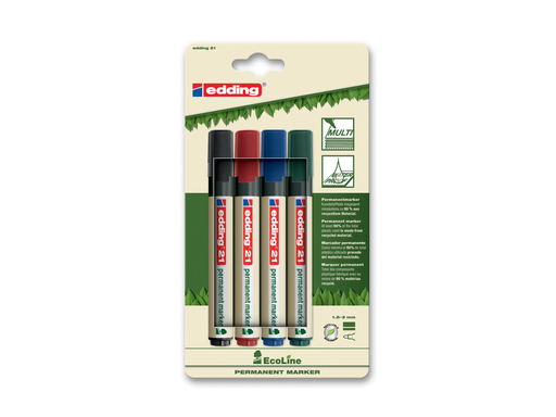 [TIM-21/4] Permanent marker Edding 21 EcoLine ronde punt 1,5-3mm assorti (4)