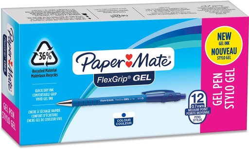 [TIM-2108213] Balpen Paper Mate Flexgrip Gel 0.7mm blauw (12)