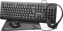 [TIM-24260] Set Trust Primo 4-in-1 Home Office met headset, toetsenbord (QWERTY), muis en muismat
