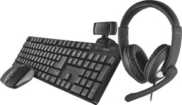 [TIM-24281] Set Trust Qoby 4-in-1 Home Office met webcam, headset, toetsenbord (AZERTY) en muis
