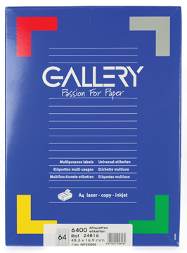 [TIM-24816] Etiketten Gallery ronde hoeken 64 etik/bl 48,3x16,9mm (100)