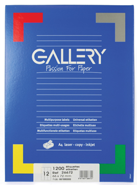 [TIM-26672] Etiketten Gallery ronde hoeken 12 etik/bl 66x72mm (100)