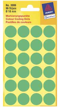 [TIM-3006] Etiketten Avery Ø18mm groen (96)