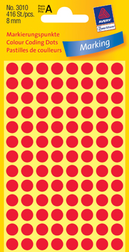 [TIM-3010A] Etiketten Avery Ø8mm rood (416)