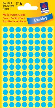 [TIM-3011A] Etiketten Avery Ø8mm blauw (416)