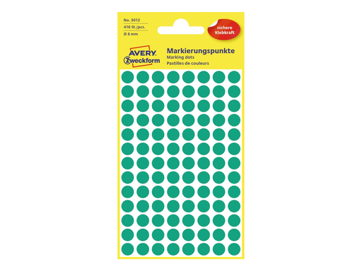 [TIM-3012A] Etiketten Avery Ø8mm groen (416)