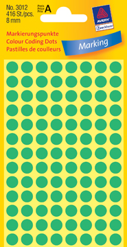 [TIM-3012A] Etiketten Avery Ø8mm groen (416)
