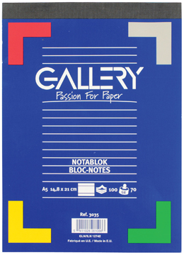 [TIM-3035] Schrijfblok Gallery geniet A5 gelijnd 100vel 70gr afscheurbaar