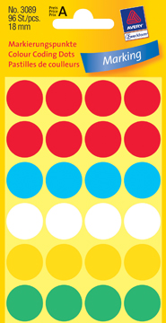 [TIM-3089] Etiketten Avery Ø18mm assorti (96)