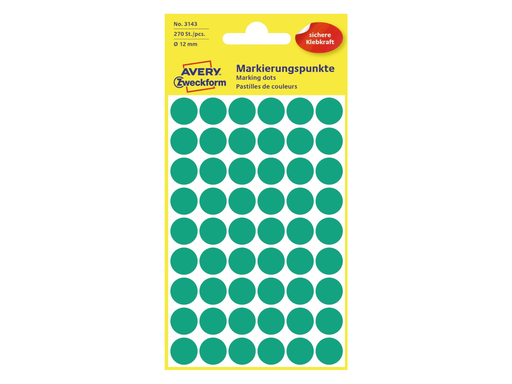 [TIM-3143A] Etiketten Avery Ø12mm donkergroen (270)