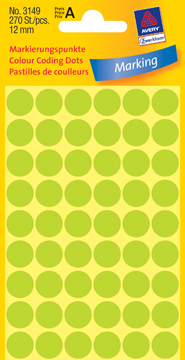 [OUT-3149] Etiket Avery Ø12mm lichtgroen (270)