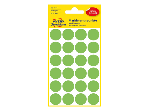 [TIM-3174] Etiketten Avery Ø18mm groen (96)