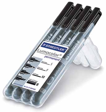 [TIM-319WP4G] Permanent marker Staedtler Lumocolor OHP 31 ronde punt ≠ breedtes zwart (4)