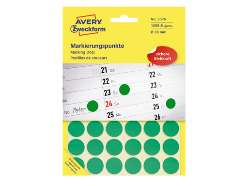[TIM-3376] Etiketten Avery Ø18mm groen (1056)