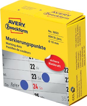 [TIM-3853] Marking Dots Avery Ø10mm blauw (800)