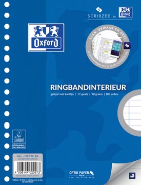 [TIM-4001295] Ringbandpapier Oxford A5 90g 17-gaats gelijnd (100)