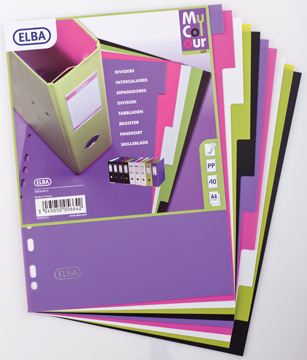 [TIM-4004810] Tabbladen Oxford MyColour PP A4 11-gaats 10 tabs