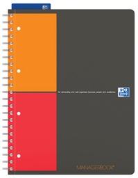 [TIM-4010756] Spiraalboek Oxford International Managerbook PP A4+ gelijnd en geruit 6mm 160blz