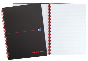 [TIM-4047608] Spiraalboek Oxford Black n' Red hardcover A4 gelijnd 280blz
