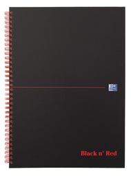 [TIM-4047609] Spiraalboek Oxford Black n' Red hardcover A4 geruit 280blz