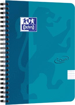 [TIM-4104100] Spiraalblok Oxford Touch karton A5 geruit 140blz aqua