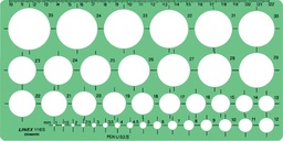 [TIM-413074] Cirkelsjabloon Linex 1-35mm met 39 cirkels en milimeteruitlijning