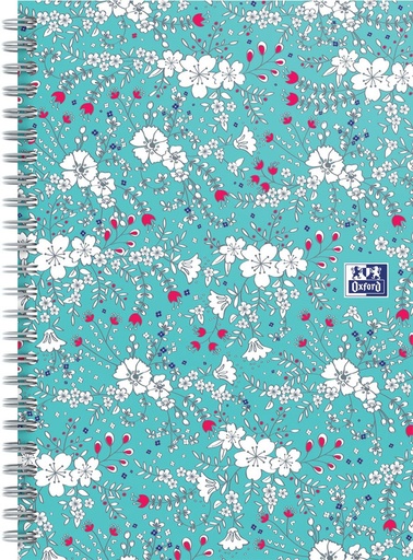 [TIM-4143836] Spiraalschrift Oxford Floral hardcover B5 90g geruit 120blz turkoois