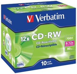 [TIM-43148] CD-RW Verbatim 700MB 80min 8-12x jewel case (10)