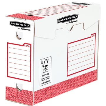 [TIM-44741] Archiefdoos Fellowes Bankers Box Basic Heavy Duty 253x345mm rug 100mm rood (20)