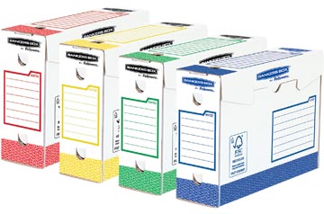 [TIM-44745] Archiefdoos Fellowes Bankers Box Basic Heavy Duty 253x345mm rug 100mm assorti (8)